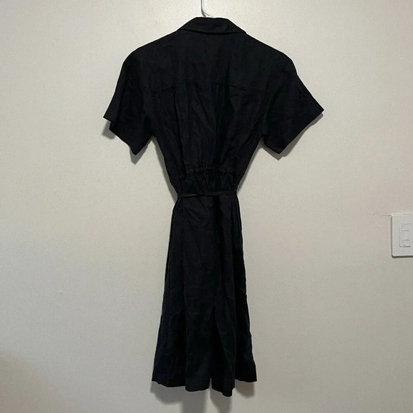 Athleta Black Linen Playa Wrap Dress Size 2‎ - Picture 7 of 10